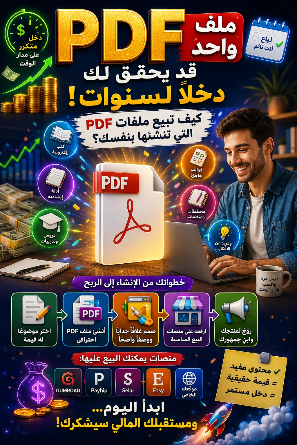 image about ملف PDF واحد قد يتحول إلى مشروع رقمي صغير.. كيف تنشئه وتبيعه وتحصل على ثمنه خطوة بخطوة؟