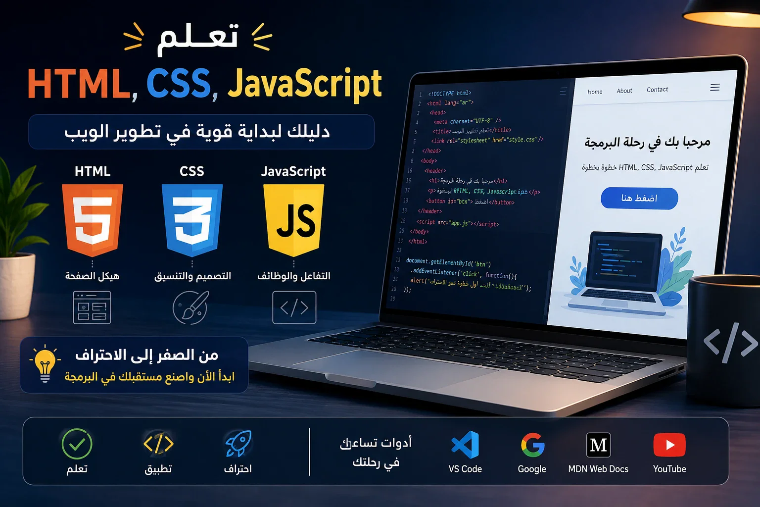 image about تعلم HTML وCSS وJavaScript: دليلك لبداية قوية في تطوير الويب