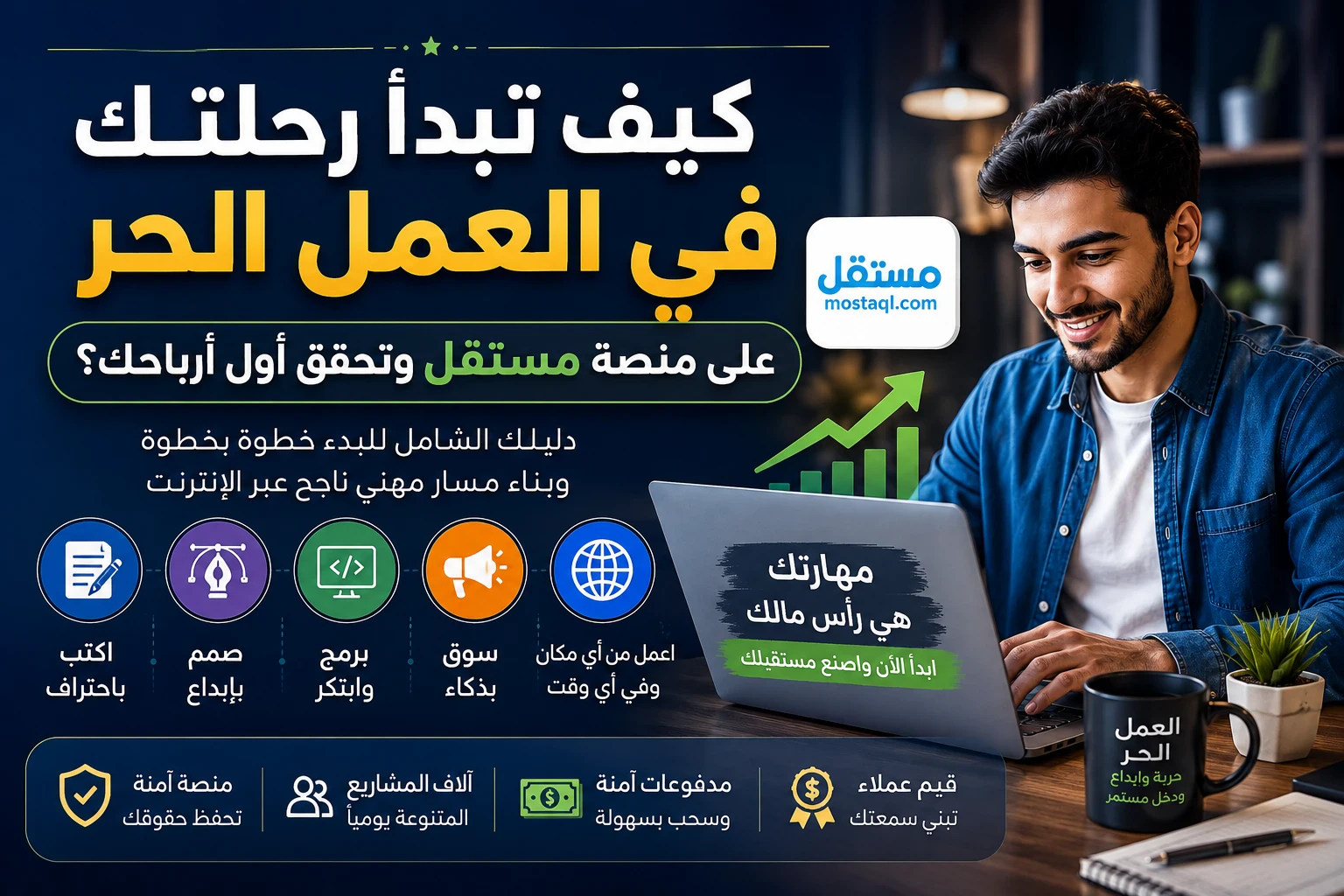 image about كيف تبدأ رحلتك في العمل الحر على منصة مستقل وتحقق أول أرباحك؟