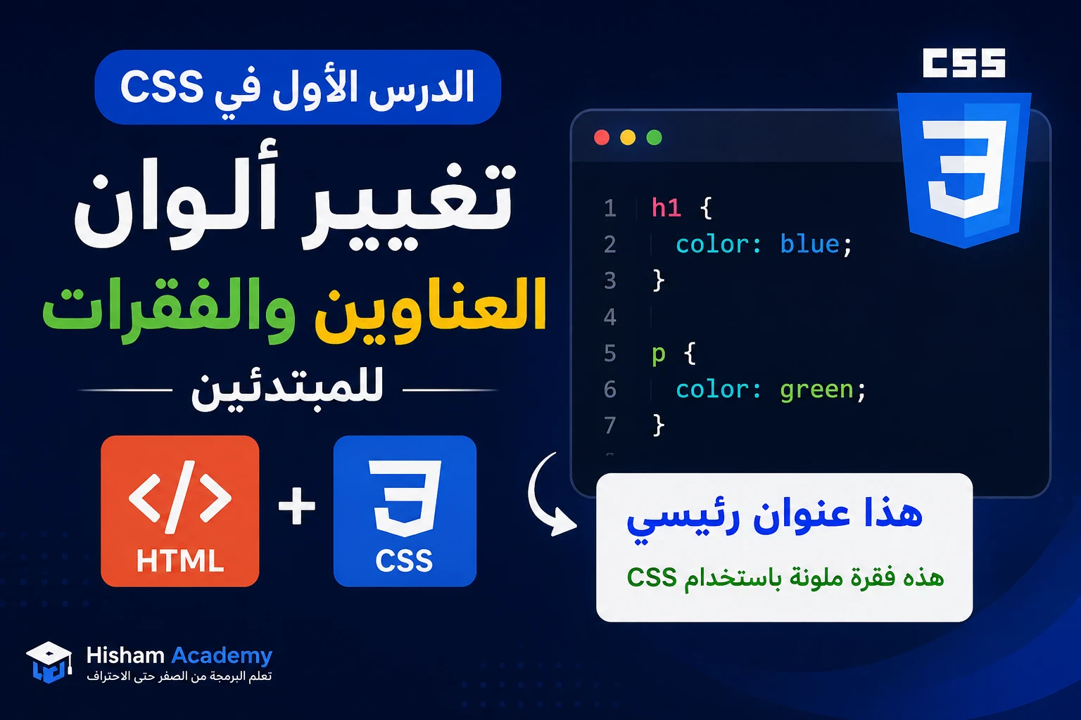 image about الدرس الأول في CSS: تغيير ألوان العناوين والفقرات للمبتدئين