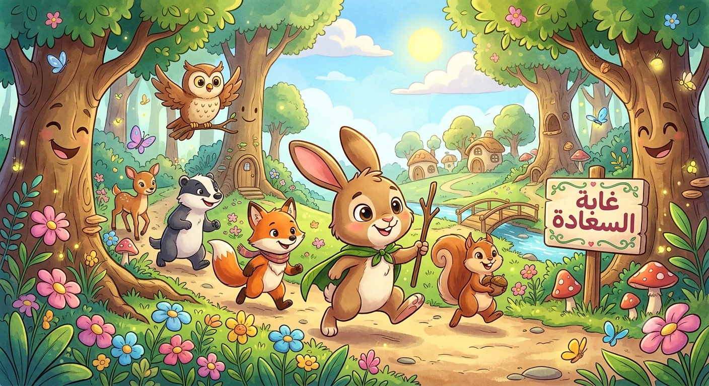 image about 🦊 الأرنب الشجاع والغابة السعيدة 🌳✨