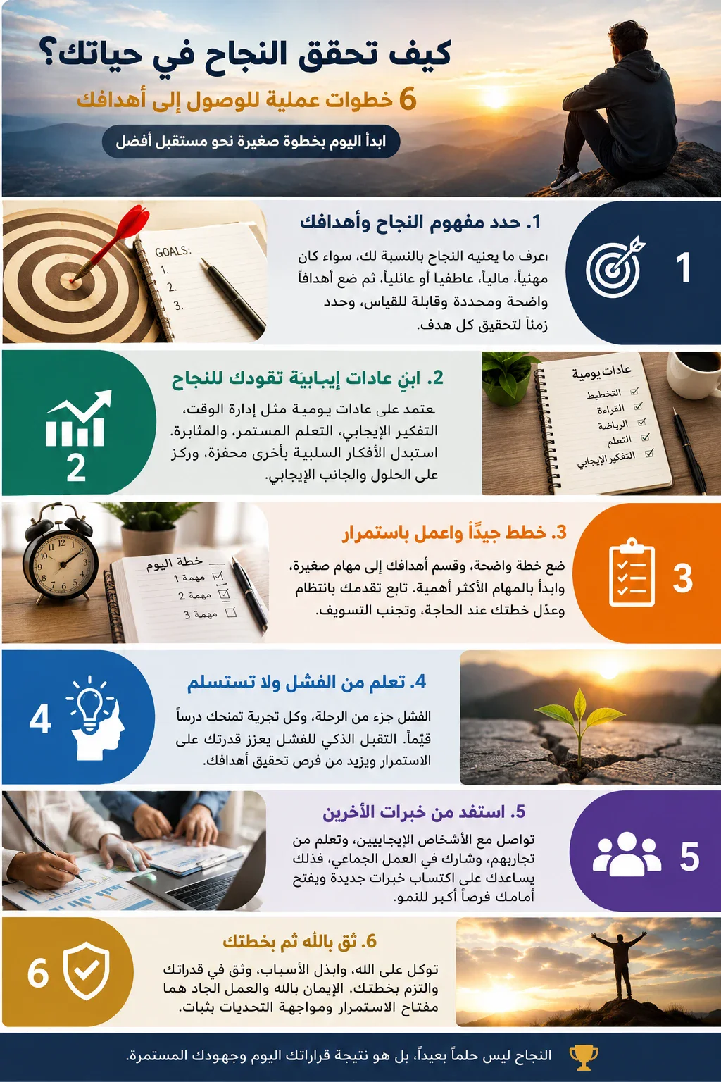 image about كيف تحقق النجاح في حياتك؟ 6 خطوات عملية للوصول إلى أهدافك وتحقيق التميز بأذن الله