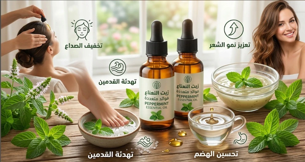 image about فوائد واستخدامات زيت النعناع.. كنز طبيعي للصحة والجمال
