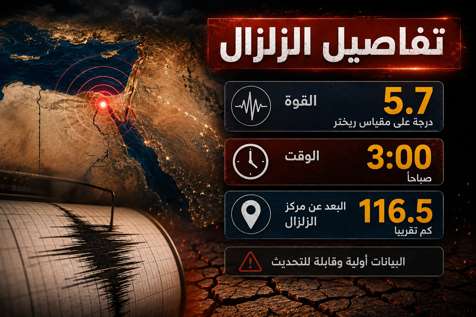 image about زلزال يوقظ المصريين فجرًا.. هزة أرضية بقوة 5.7 ريختر تثير القلق وتحرك الجهات المختصة