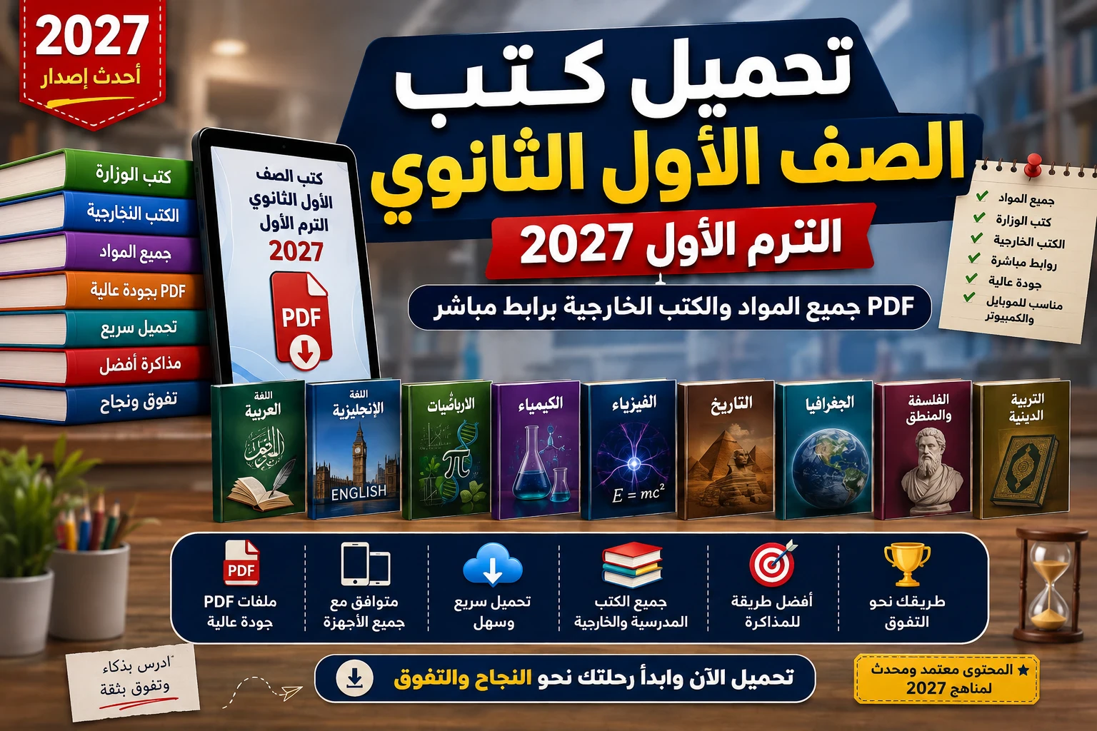image about تحميل كتب الصف الأول الثانوي الترم الأول 2027 PDF جميع المواد والكتب الخارجية برابط مباشر