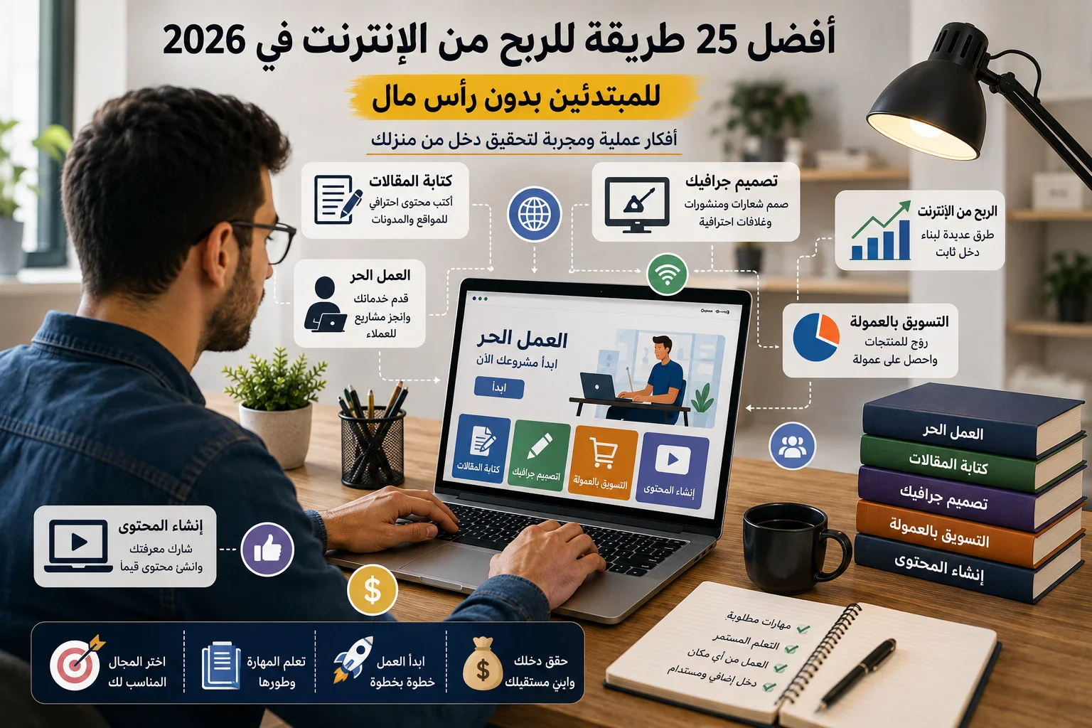 image about أفضل 25 طريقة مضمونة للربح من الإنترنت في 2026 للمبتدئين بدون رأس مال