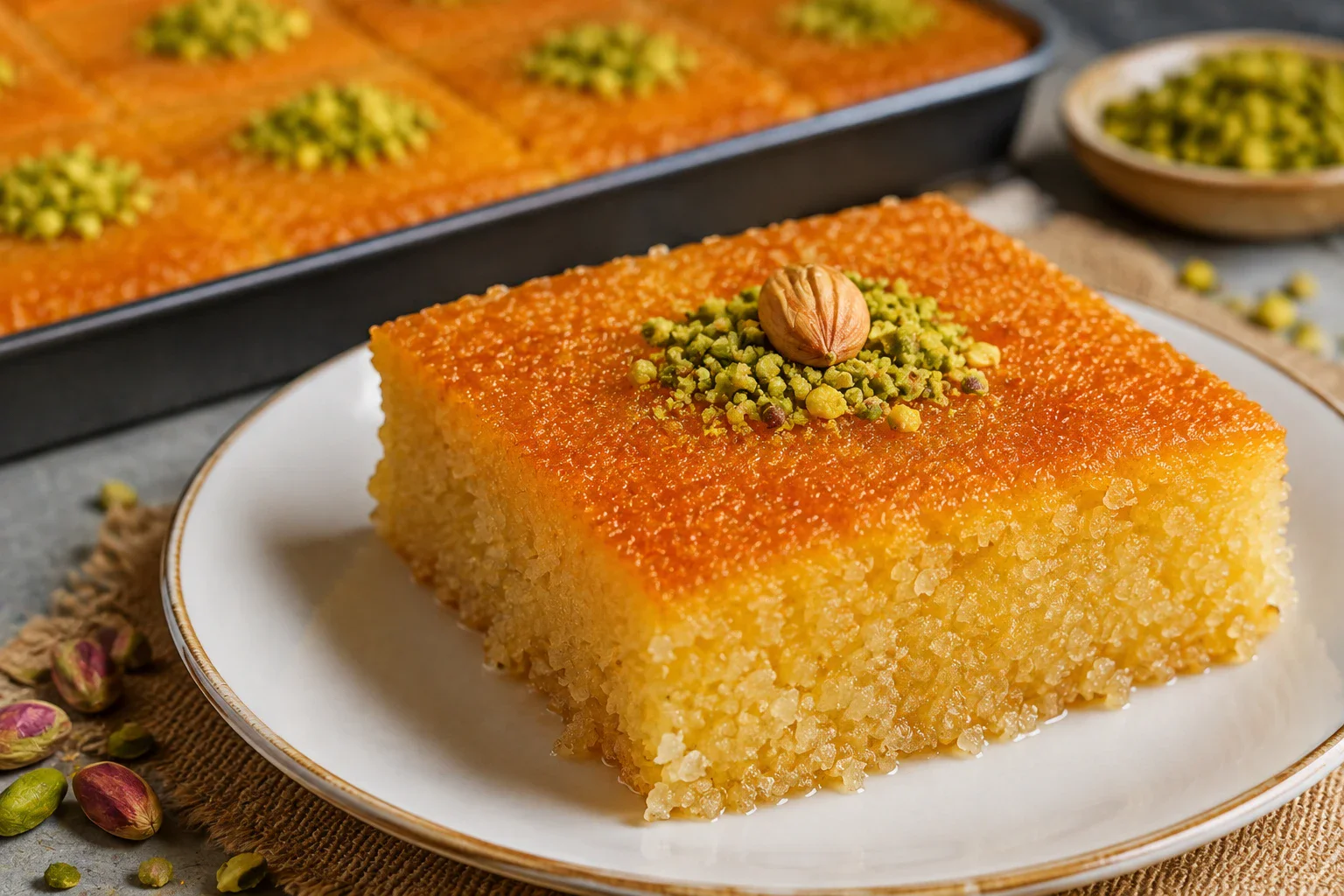 image about طريقة عمل البسبوسة الهشة في المنزل.. وصفة سهلة بمذاق لا يُقاوم