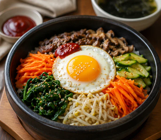 image about  وصفة البيبيمباب الكوري.. طبق كوري سهل ولذيذ يمكنك تحضيره في المنزل///Bibimbap (Korean Mixed Rice Bowl)
