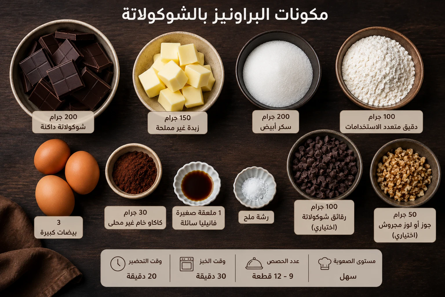 image about طريقة عمل البراونيز بالشوكولاتة في المنزل