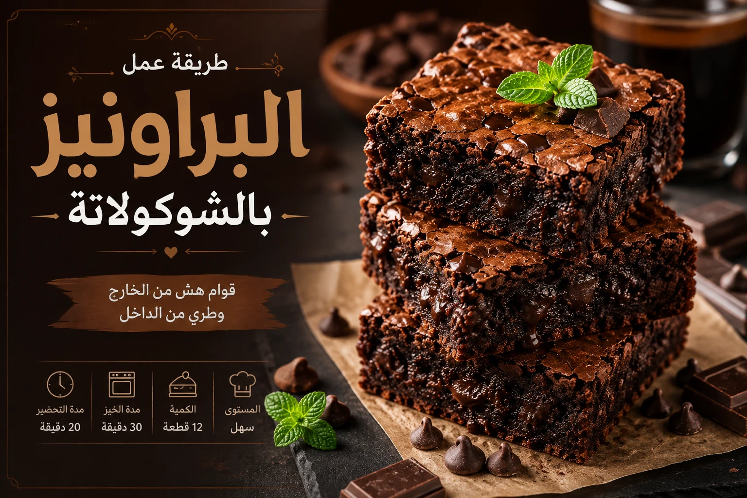 image about طريقة عمل البراونيز بالشوكولاتة في المنزل