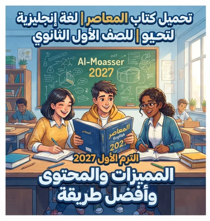 image about 📚 تحميل كتاب المعاصر لغة إنجليزية للصف الأول الثانوي الترم الأول 2027 | المميزات والمحتوى وأفضل طريقة للحصول على النسخة الأصلية