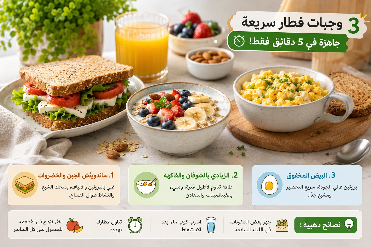 image about 3 وصفات فطار سريع في خمس دقائق قبل الشغل 