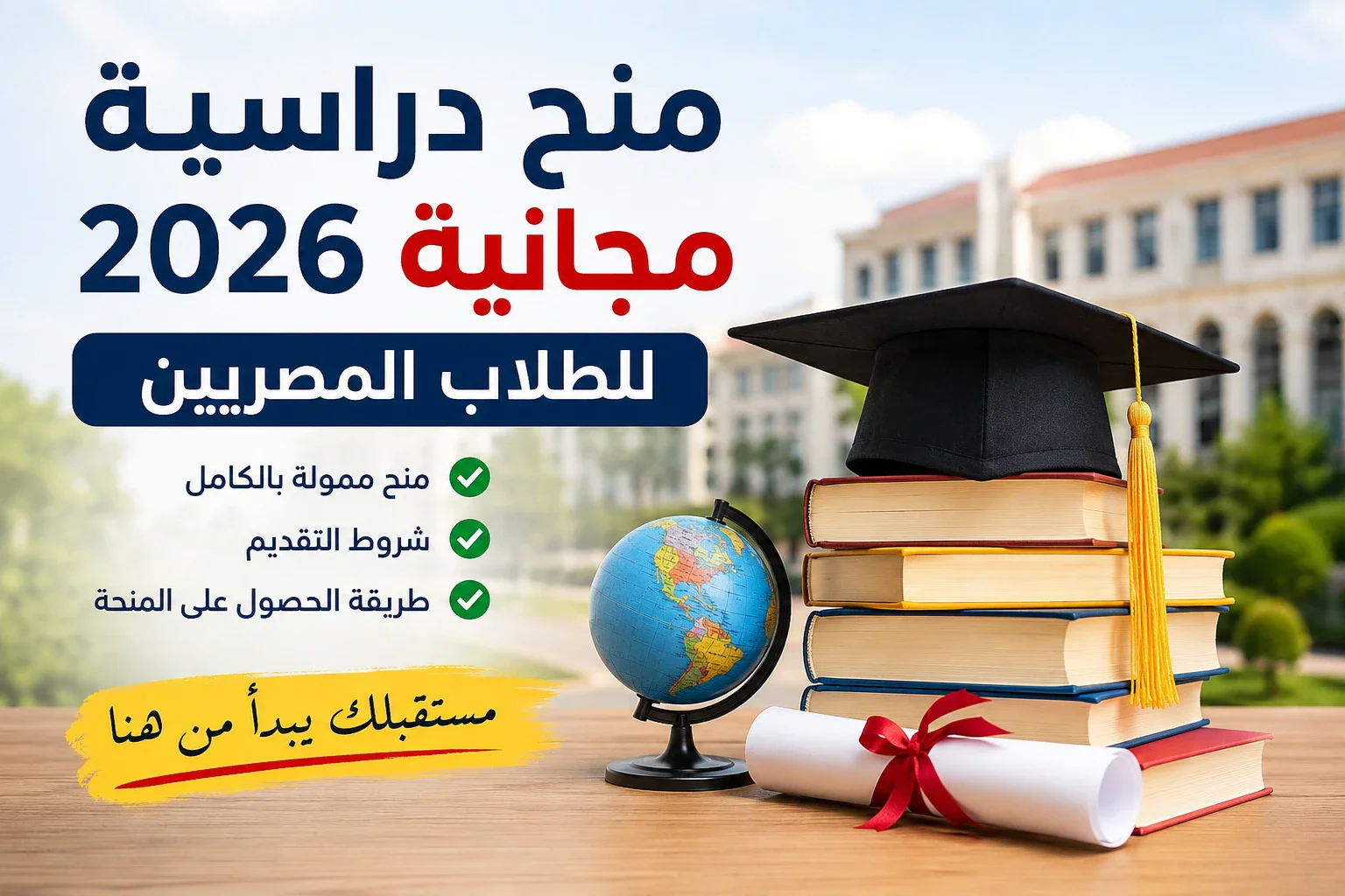 image about منح دراسية مجانية 2026 للطلاب المصريين بعد الثانوية   العامة منح ممولة بالكامل وطريقة التقديم