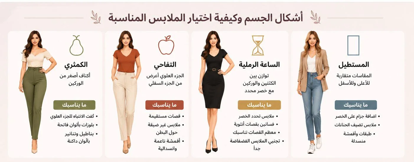 image about كيف تختارين الملابس المناسبة لشكل جسمك؟ دليل بسيط لإطلالة أنيقة