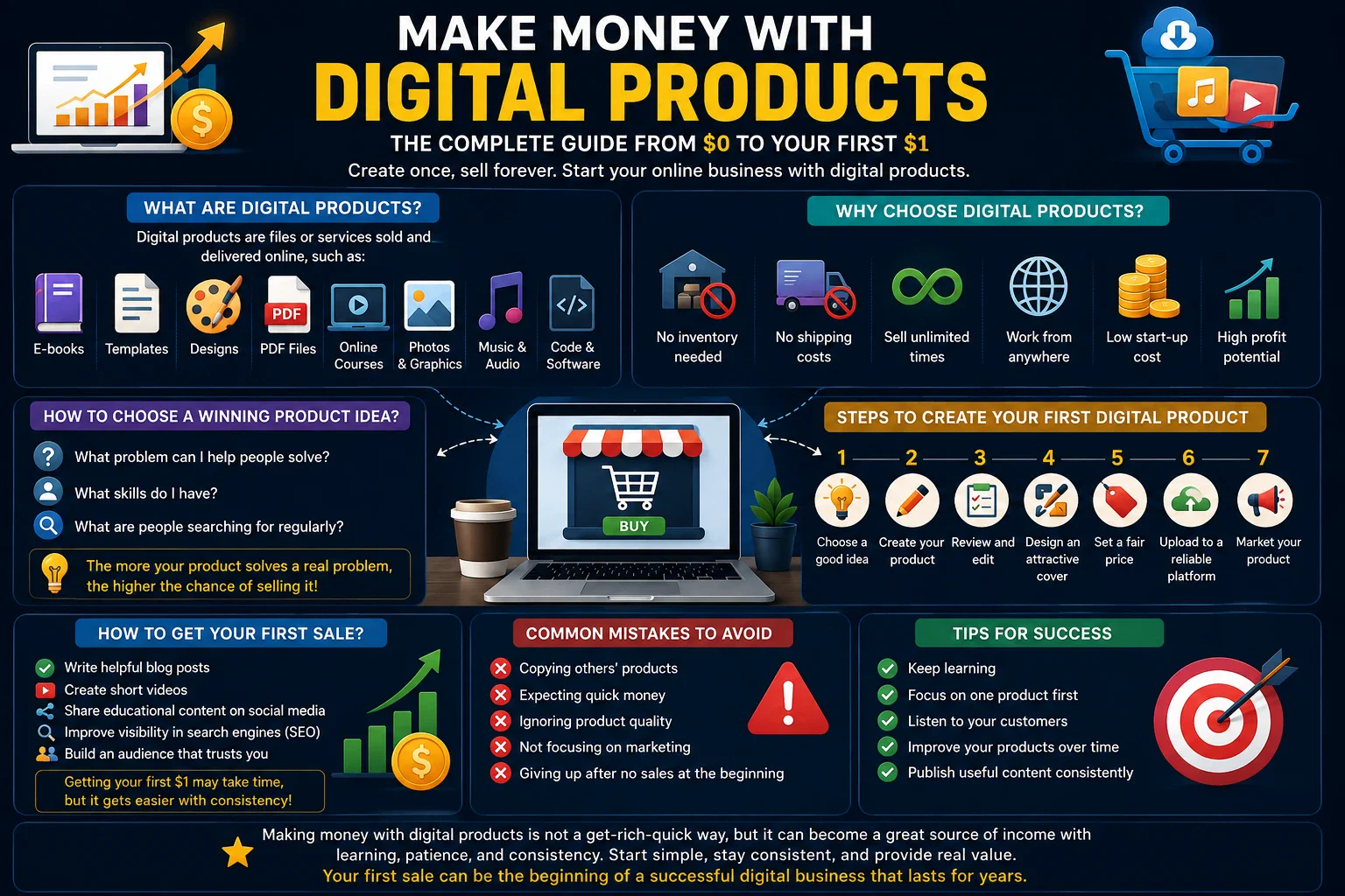 image about How to Make Money Selling Digital Products: A Complete Beginner’s Guide from $0 to Your First $1