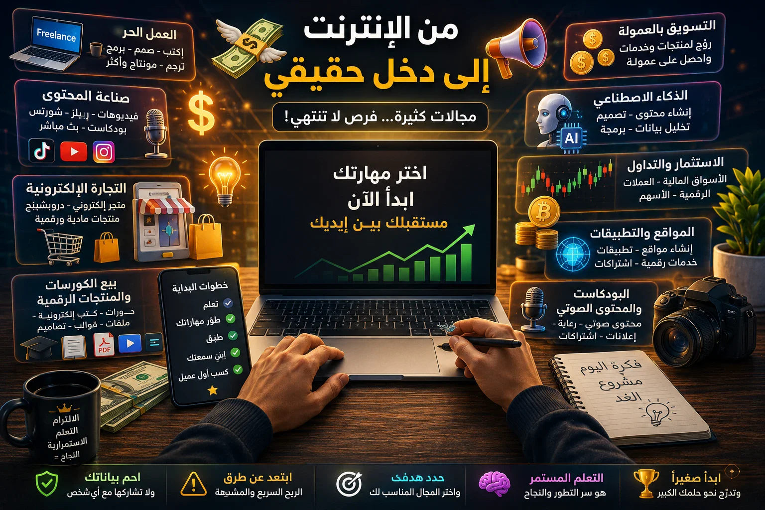image about من شاشة موبايلك إلى أول دخل 💸📱 | دليلك الذكي لأبواب الربح من الإنترنت في 2026 🚀