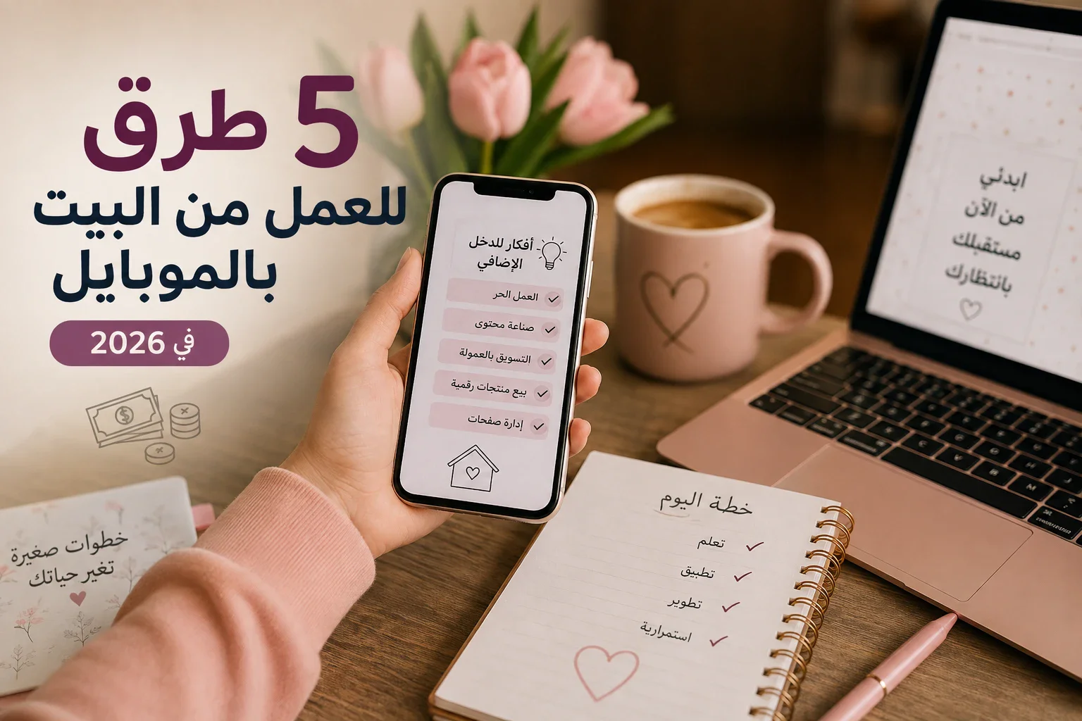 image about 5 طرق حقيقية للعمل من البيت بالموبايل في 2026 وتحقيق دخل إضافي
