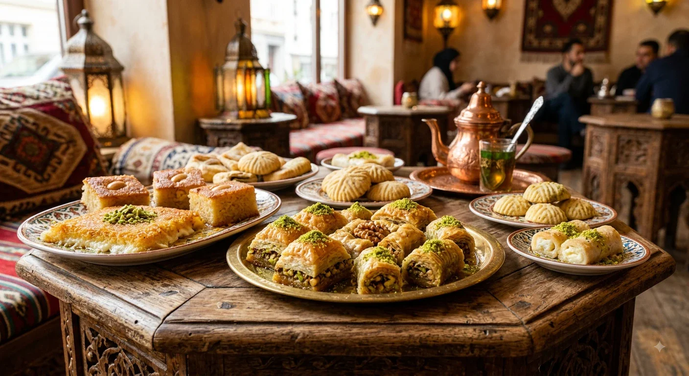 image about حكاية المذاق : رحلة عبر تاريخ وسحر الحلويات الشرقية وتأثيرها في المطبخ الغربي .