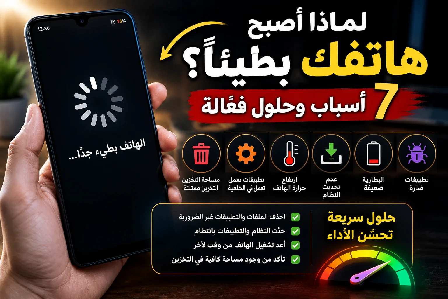 image about 📱 لماذا أصبح هاتفك بطيئًا فجأة؟ 7 أسباب وحلول يمكنك تجربتها الآن