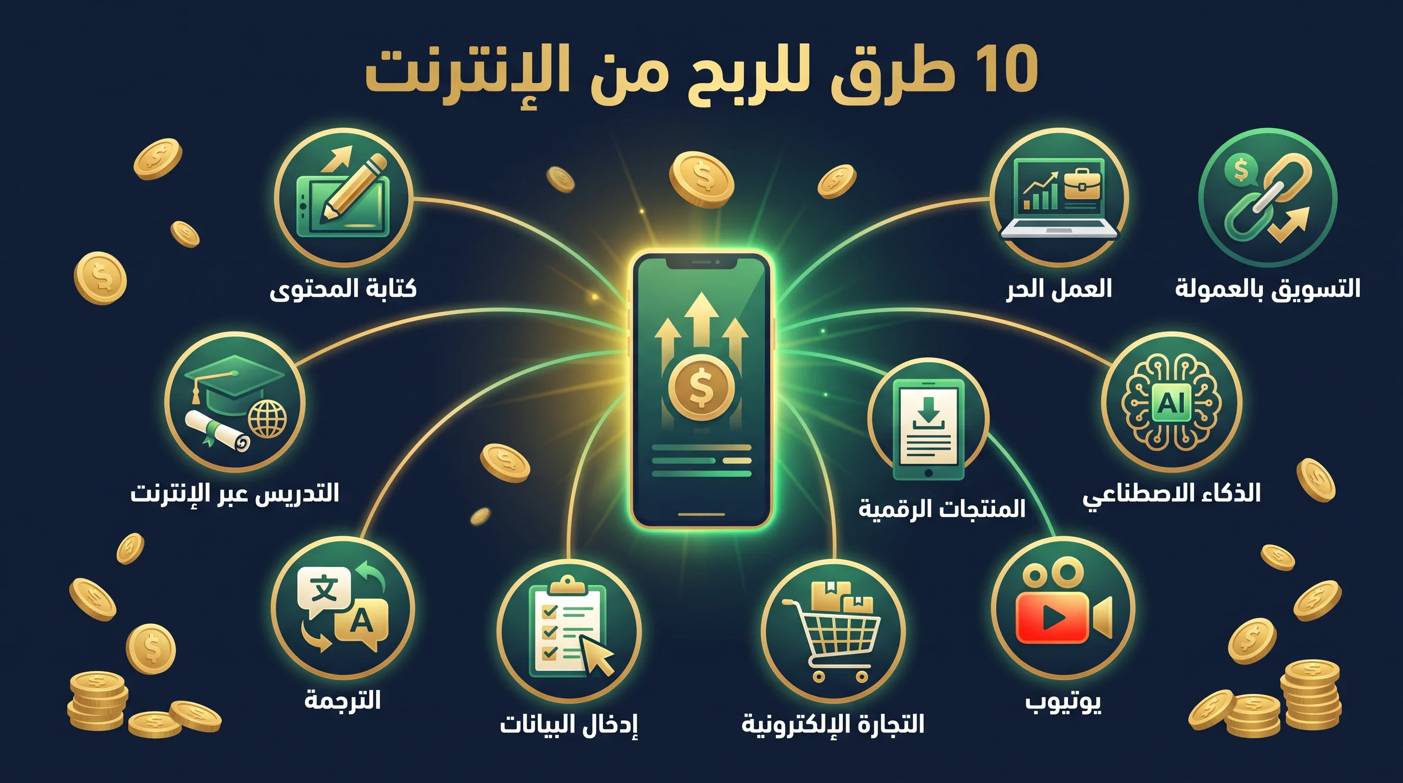 image about الربح من الإنترنت 2026: دليل شامل لأشهر 10 مجالات لتحقيق دخل إضافي من هاتفك — بواقعية وبدون وعود وهمية