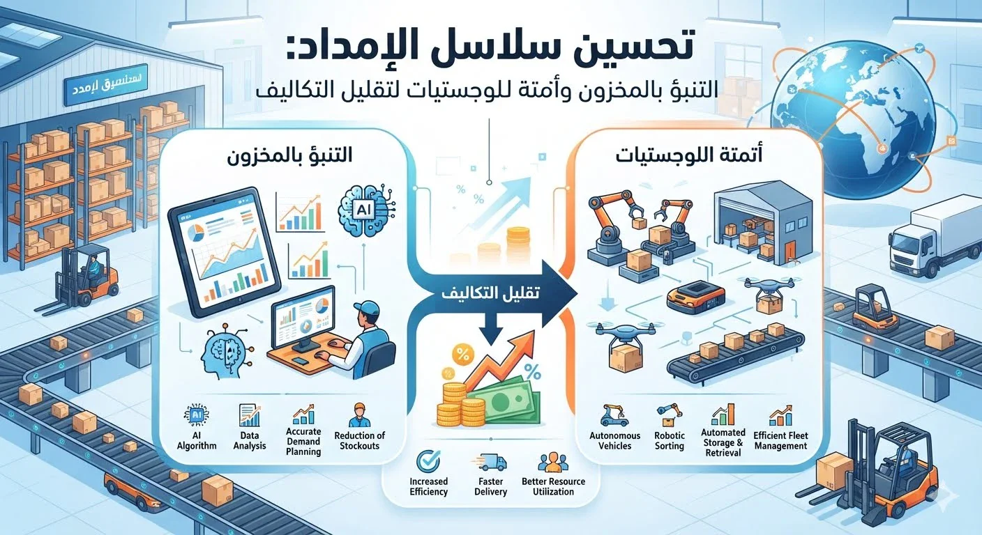 image about تحسين سلاسل الإمداد: التنبؤ بالمخزون وأتمتة اللوجستيات لتقليل التكاليف