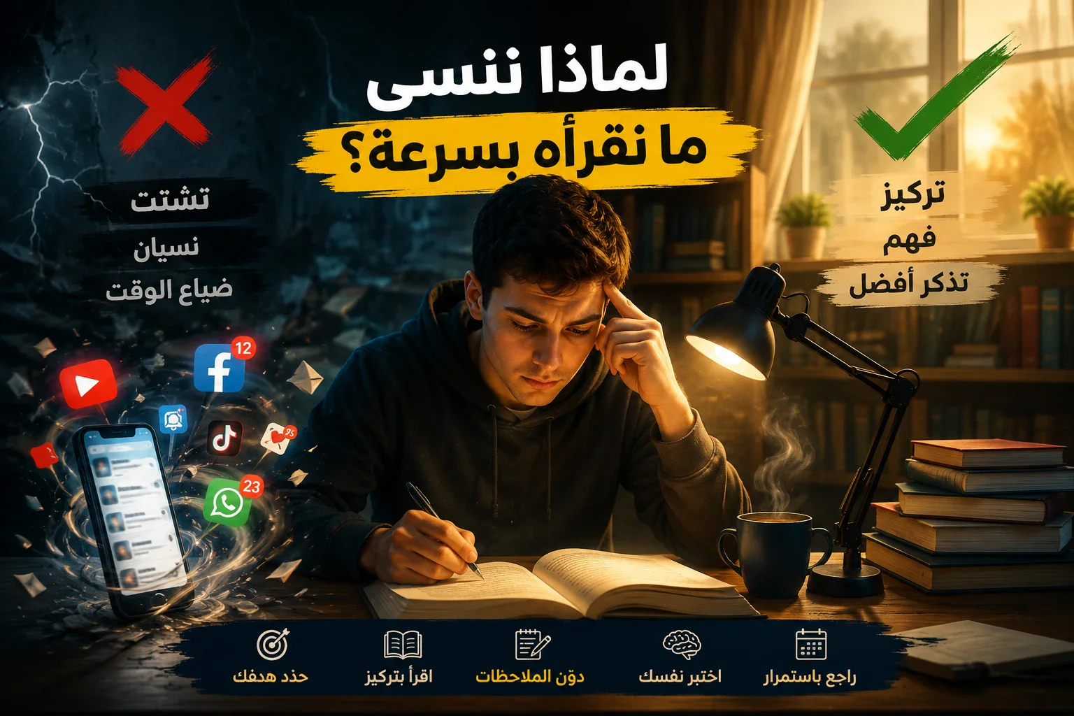 image about لماذا ننسى ما نقرأه بسرعة؟ أسرار بسيطة تساعدك على تذكر المعلومات