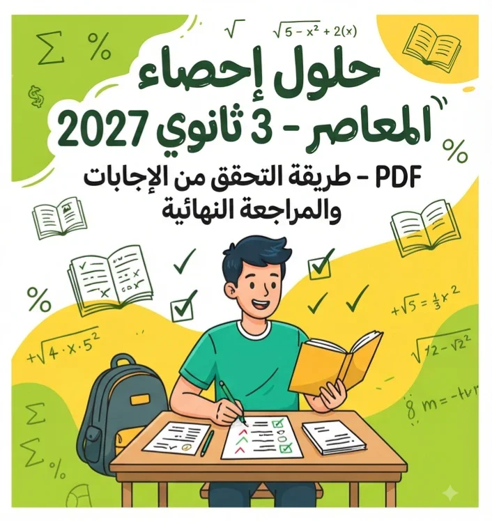 image about 📥 تحميل إجابات كتاب المعاصر إحصاء الصف الثالث الثانوي 2027 PDF – طريقة الحصول على الحلول والمراجعة الصحيحة
