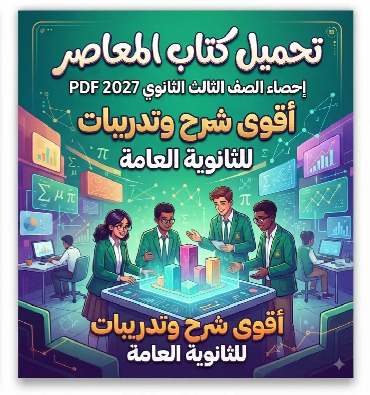 image about 📥 تحميل كتاب المعاصر إحصاء الصف الثالث الثانوي 2027 PDF – أقوى شرح وتدريبات للثانوية العامة