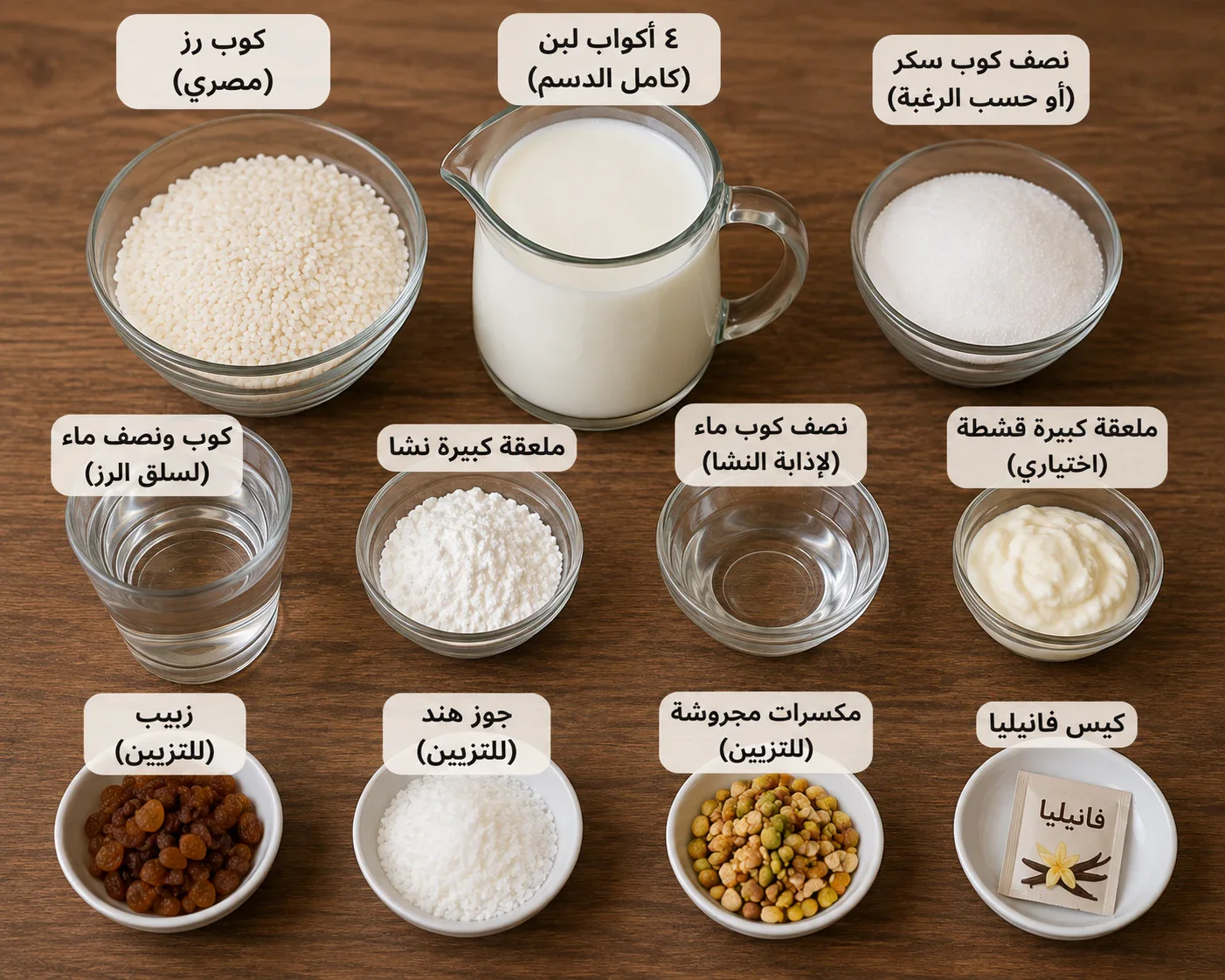 image about طريقه عمل الرز بلبن بالكريمه والمكسرات 
