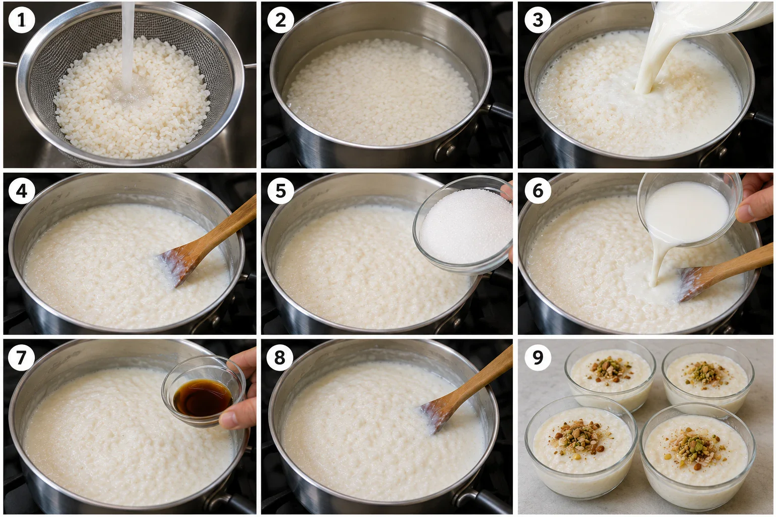 image about طريقه عمل الرز بلبن بالكريمه والمكسرات 