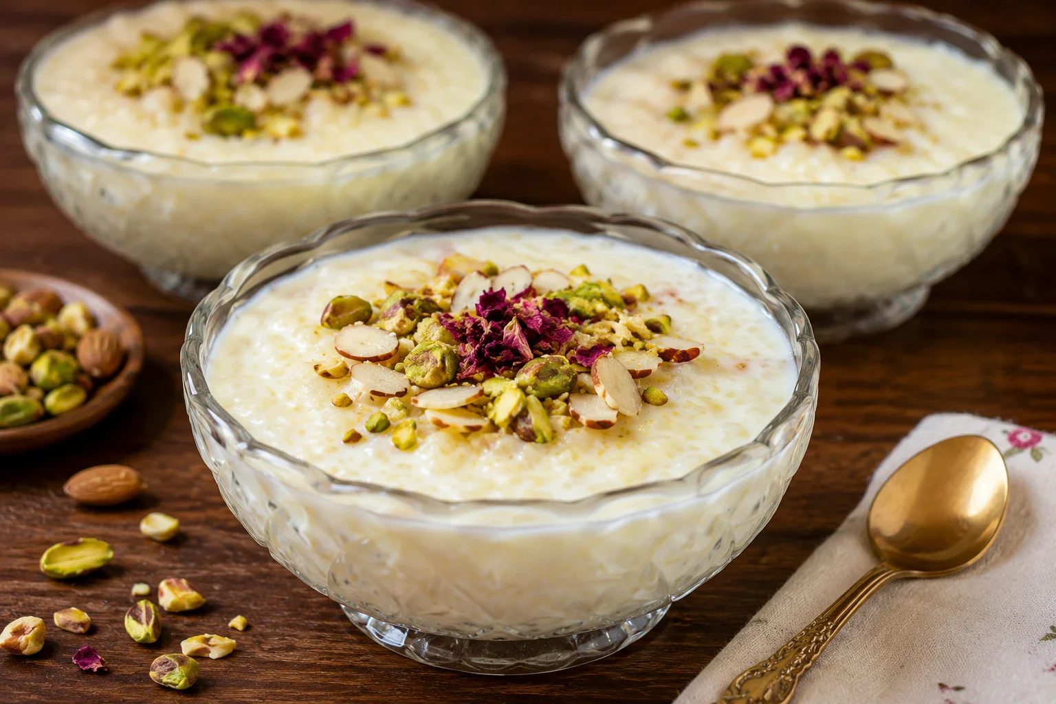 image about طريقه عمل الرز بلبن بالكريمه والمكسرات 