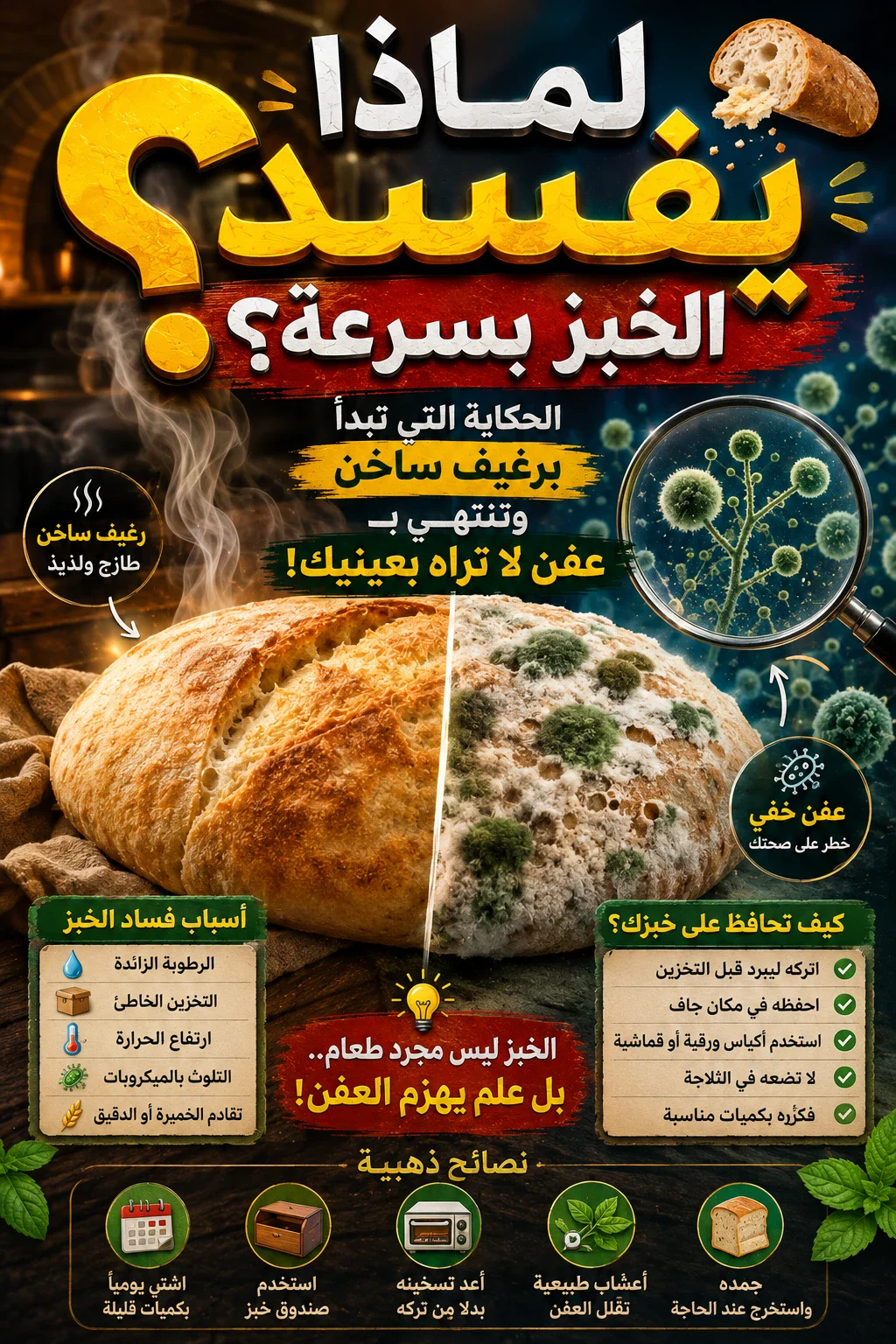 image about لماذا يفسد الخبز بسرعة؟.. الحكاية التي تبدأ برغيف ساخن وتنتهي بعفن قد لا تراه بعينيك