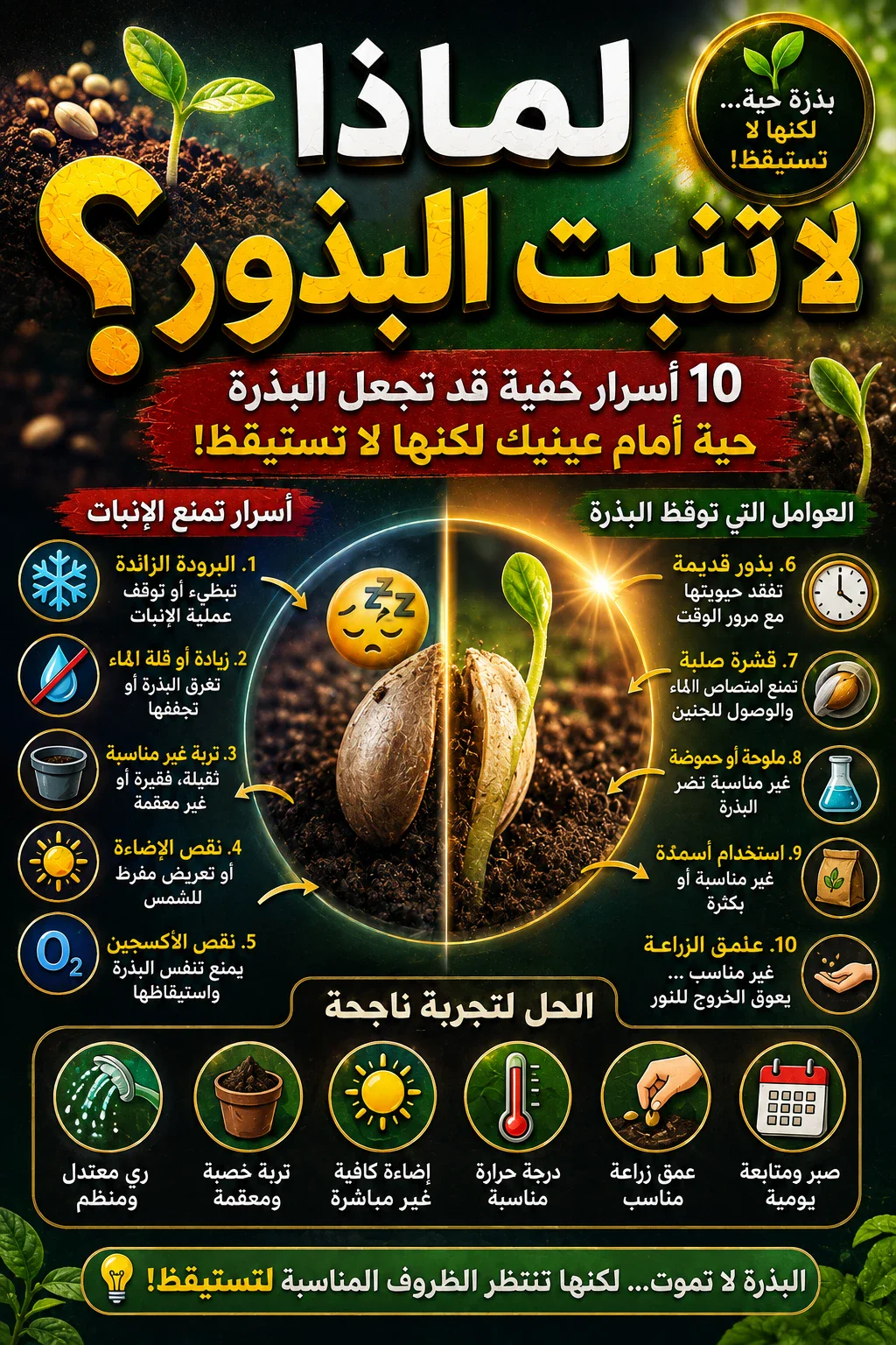 image about لماذا لا تنبت البذور؟.. 10 أسرار خفية قد تجعل البذرة حية أمام عينيك لكنها لا تستيقظ!