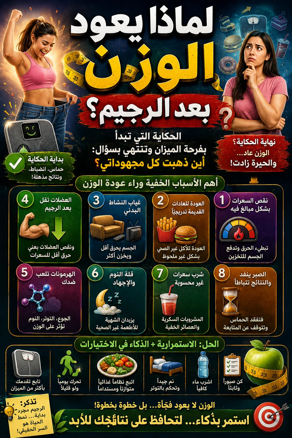 image about لماذا يعود الوزن بعد الرجيم؟.. الحكاية التي تبدأ بفرحة الميزان وتنتهي بسؤال: أين ذهبت كل مجهوداتي؟