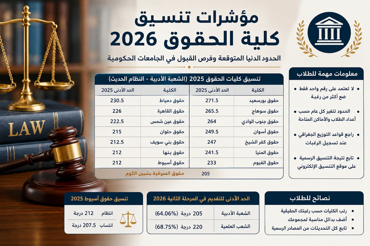image about مؤشرات تنسيق كلية الحقوق