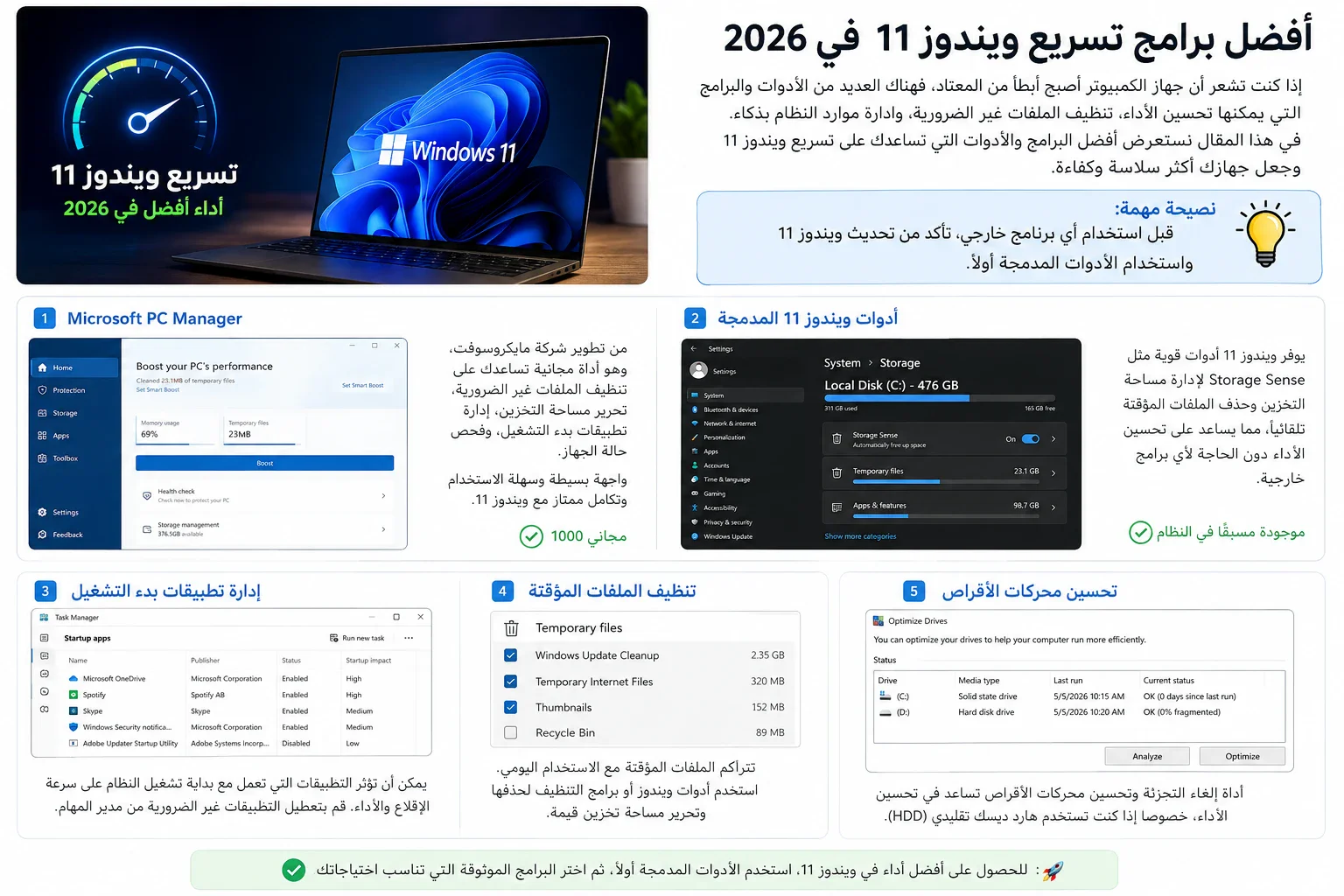 image about أفضل برامج تسريع ويندوز 11 في 2026 – أدوات مجانية لتحسين أداء الكمبيوتر