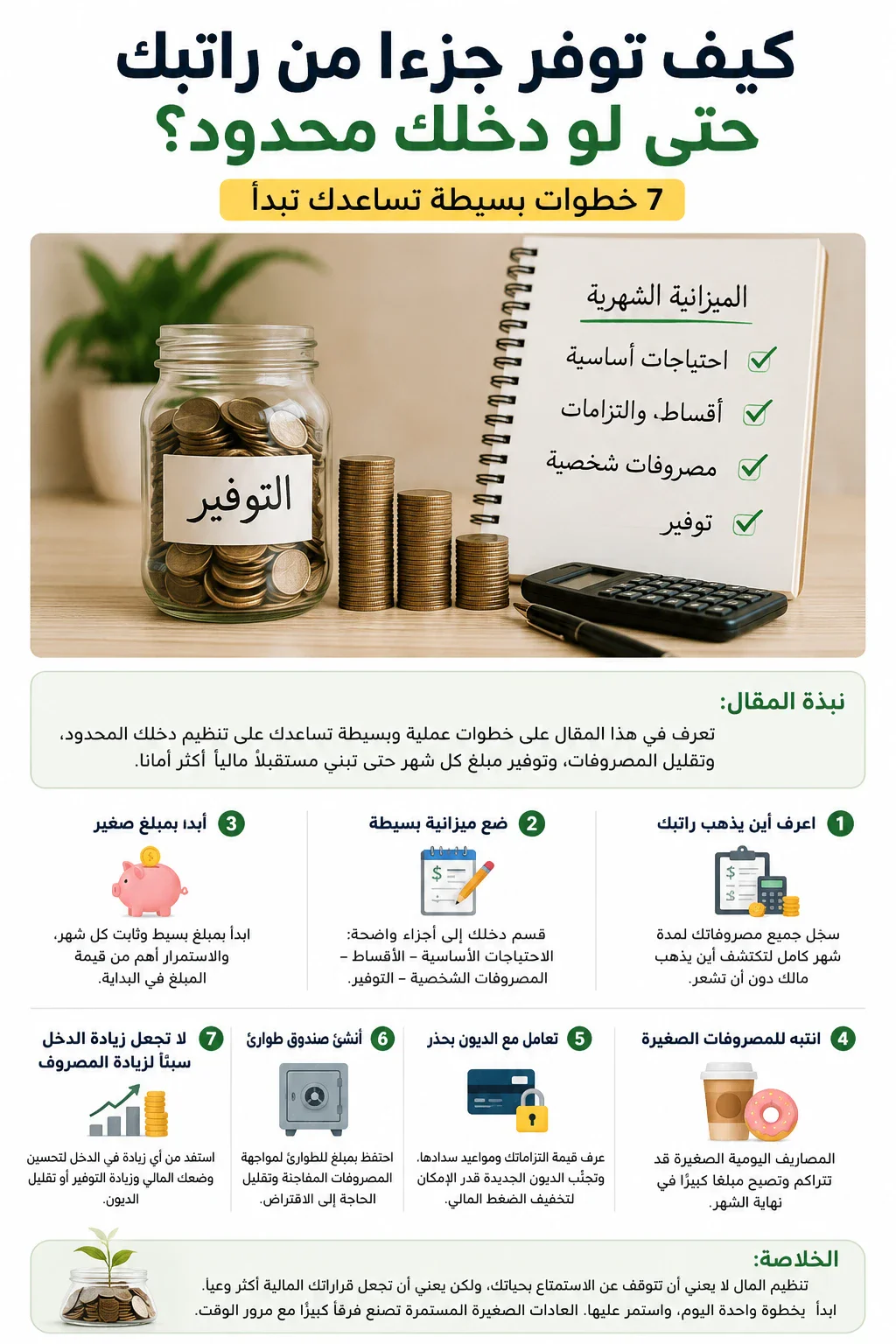 image about كيف توفر جزءًا من راتبك حتى لو دخلك محدود؟ 7 خطوات بسيطة تساعدك تبدأ
