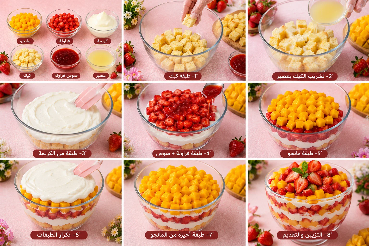 image about طريقة  عمل كوكتيل المانجو والفراولة في المنزل 