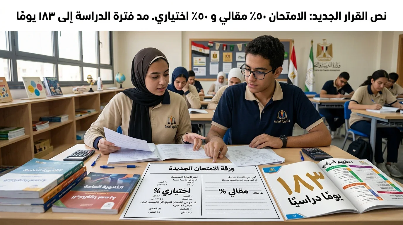 image about قرار الثانوية العامة الجديد: 183 يوم دراسة و50% مقالي.. كيف يستعد طلاب تانية بكالوريا وتالتة ثانوي؟