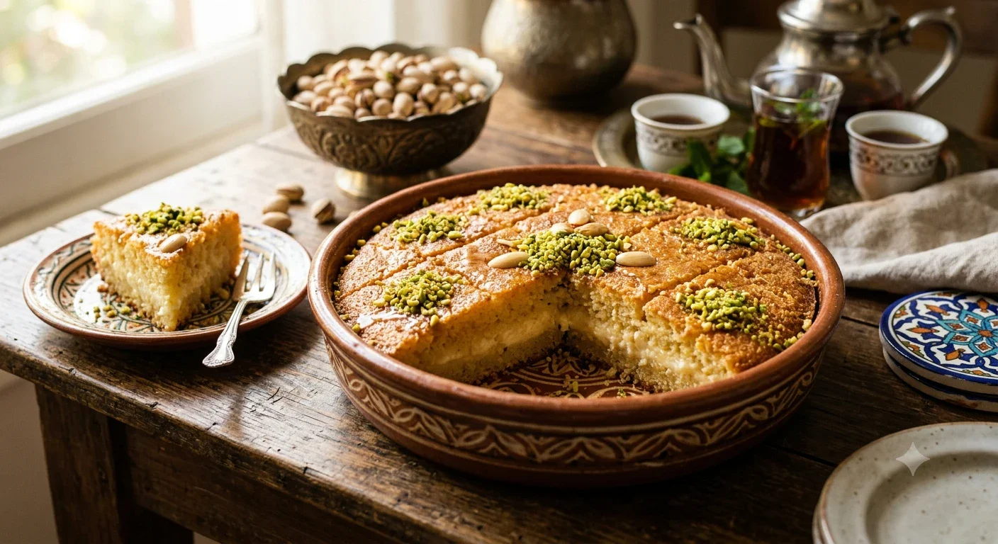 image about طريقة عمل البسبوسه بالقشطه 