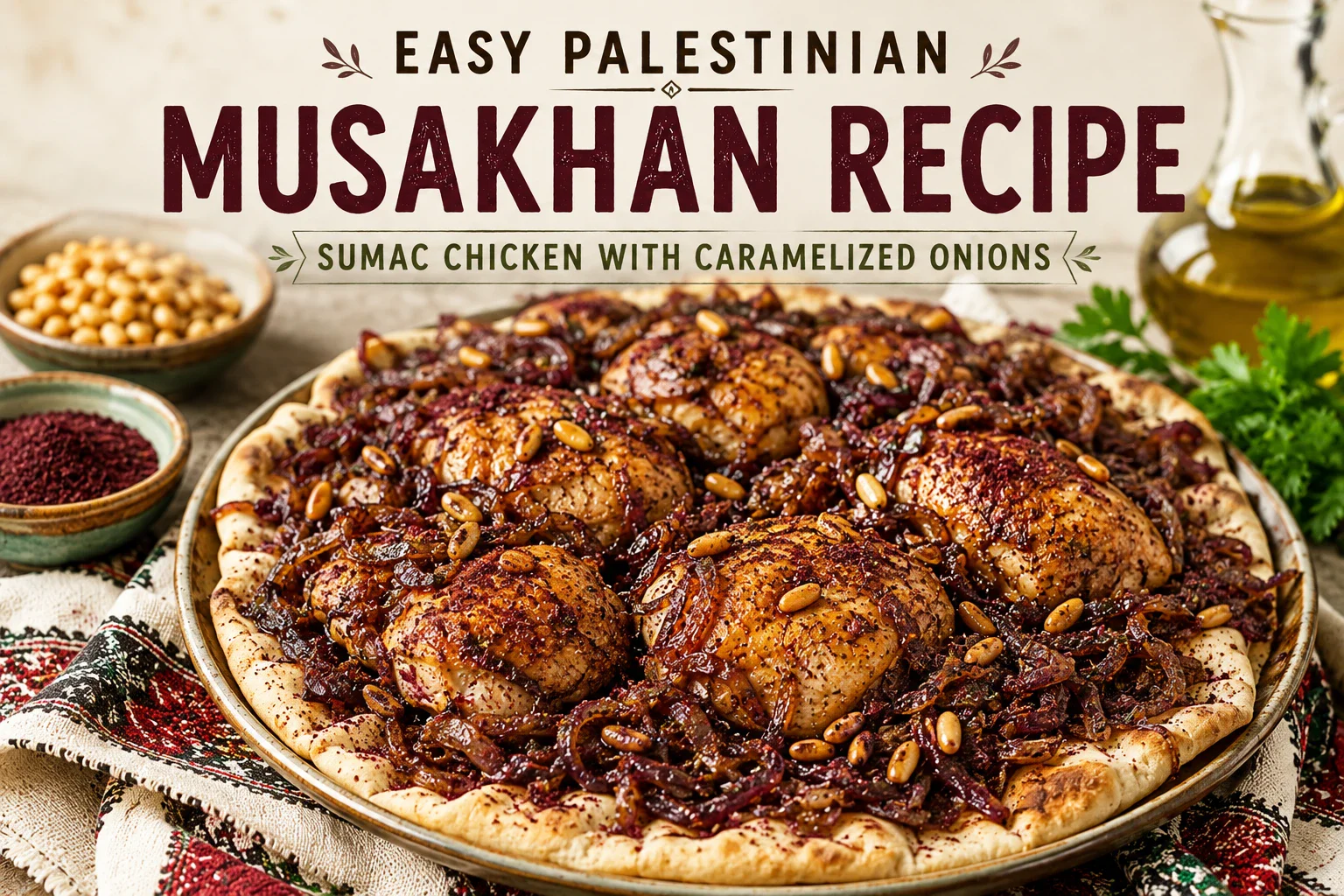 image about Easy Palestinian Musakhan Recipe: Sumac Chicken with Caramelized Onions