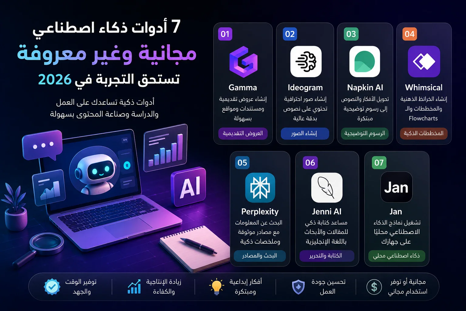 image about أفضل 7 أدوات الذكاء الاصطناعي المجانية  في 2026