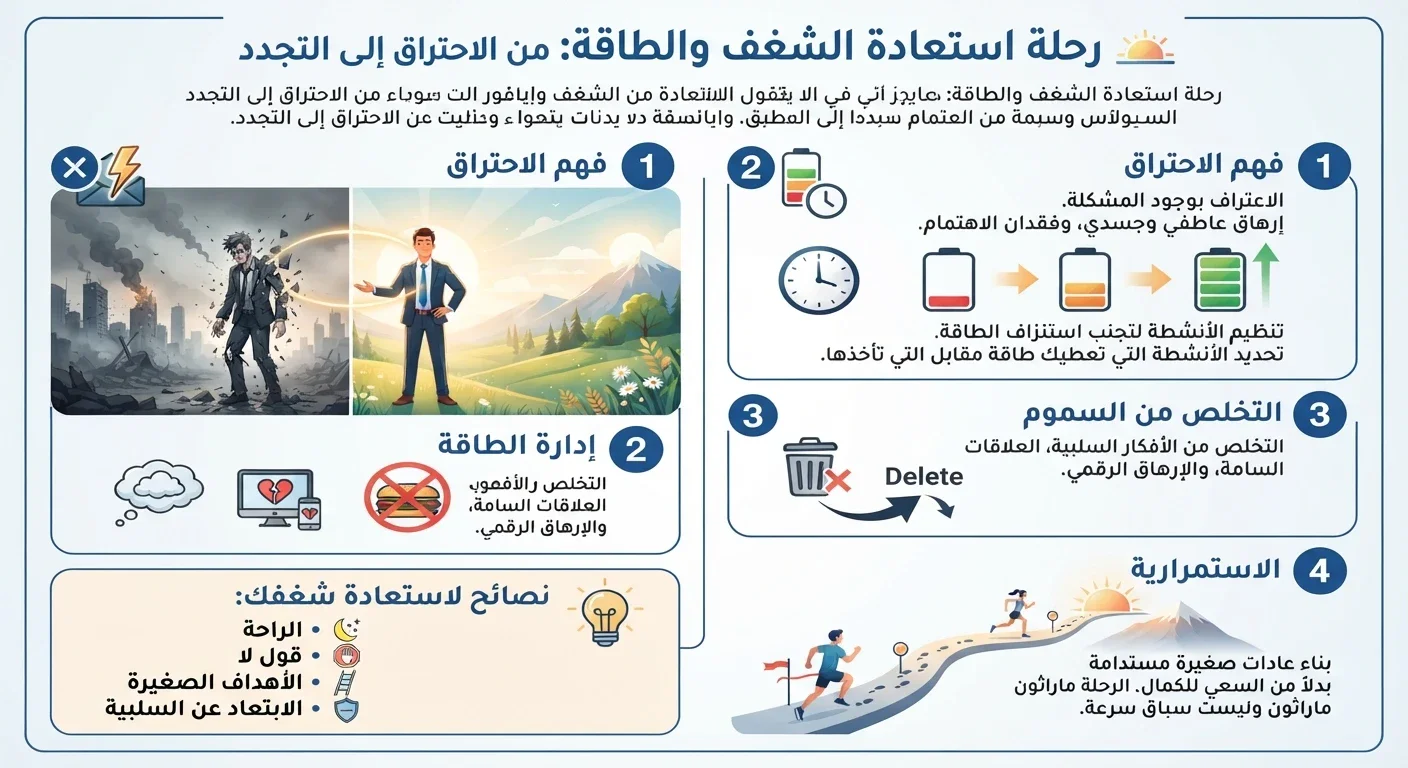 image about احتراق الشغف ونفاد الطاقة: كيف تحمي رأس مالك النفسي وتعيد بناء طاقاتك من جديد؟