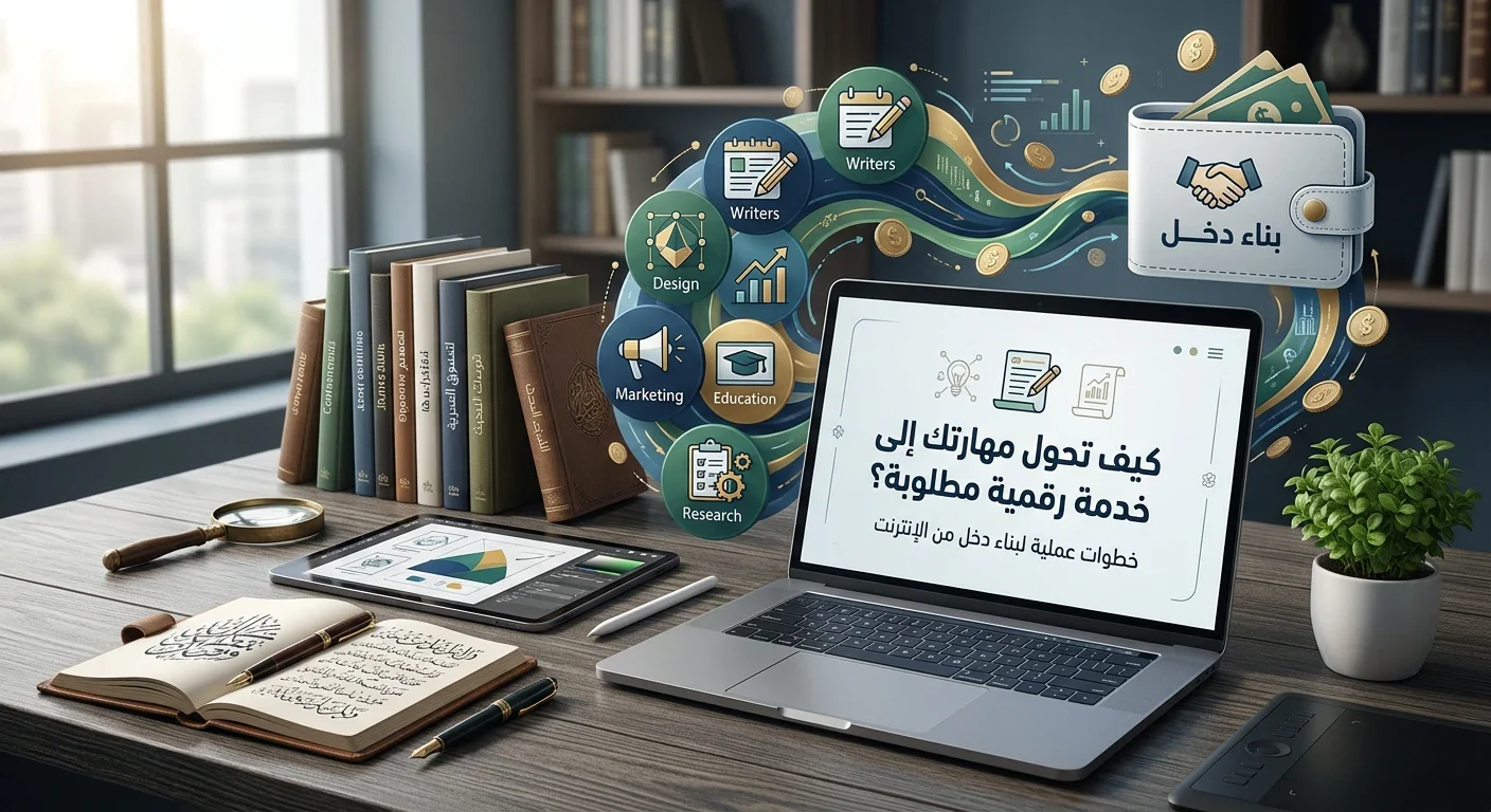 image about كيف تحول مهارتك إلى خدمة رقمية مطلوبة؟ خطوات عملية لبناء دخل من الإنترنت