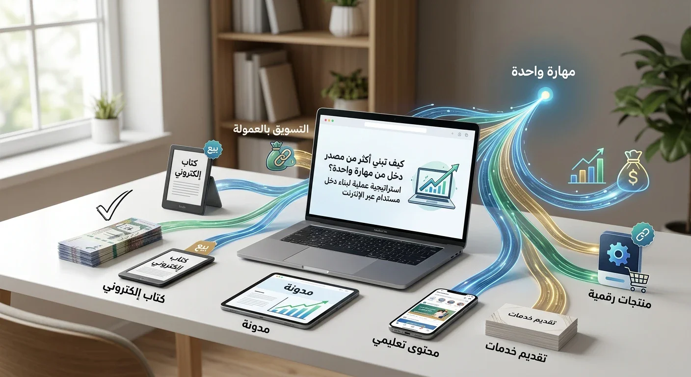 image about كيف تبني أكثر من مصدر دخل من مهارة واحدة؟ استراتيجية عملية لبناء دخل مستدام عبر الإنترنت