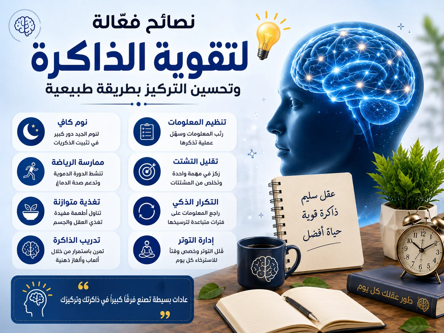image about نصائح فعّالة لتقوية الذاكرة وتحسين التركيز بطريقة طبيعية