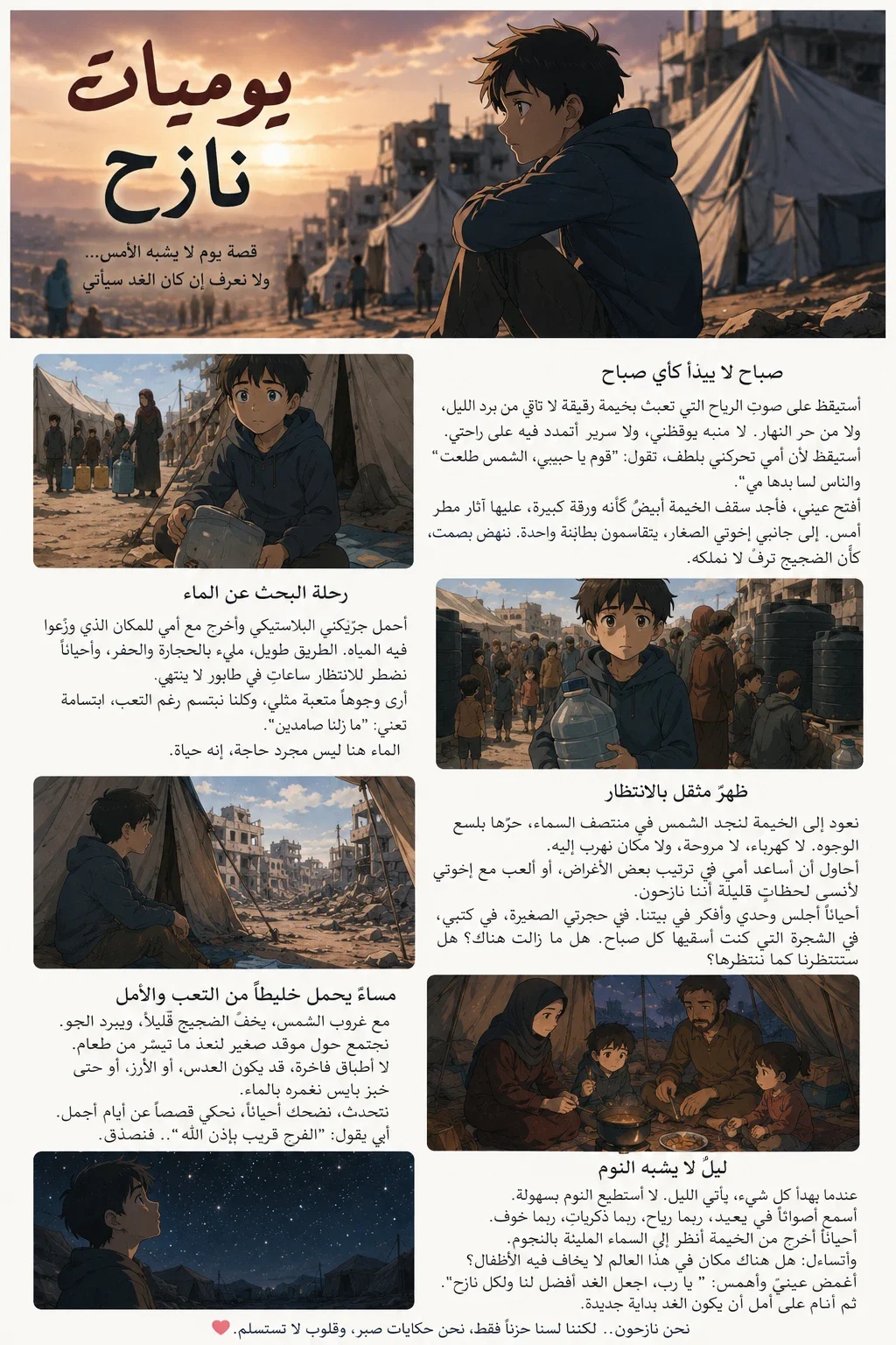 image about يوميات نازح.. حياة معلّقة بين الخيمة والأمل