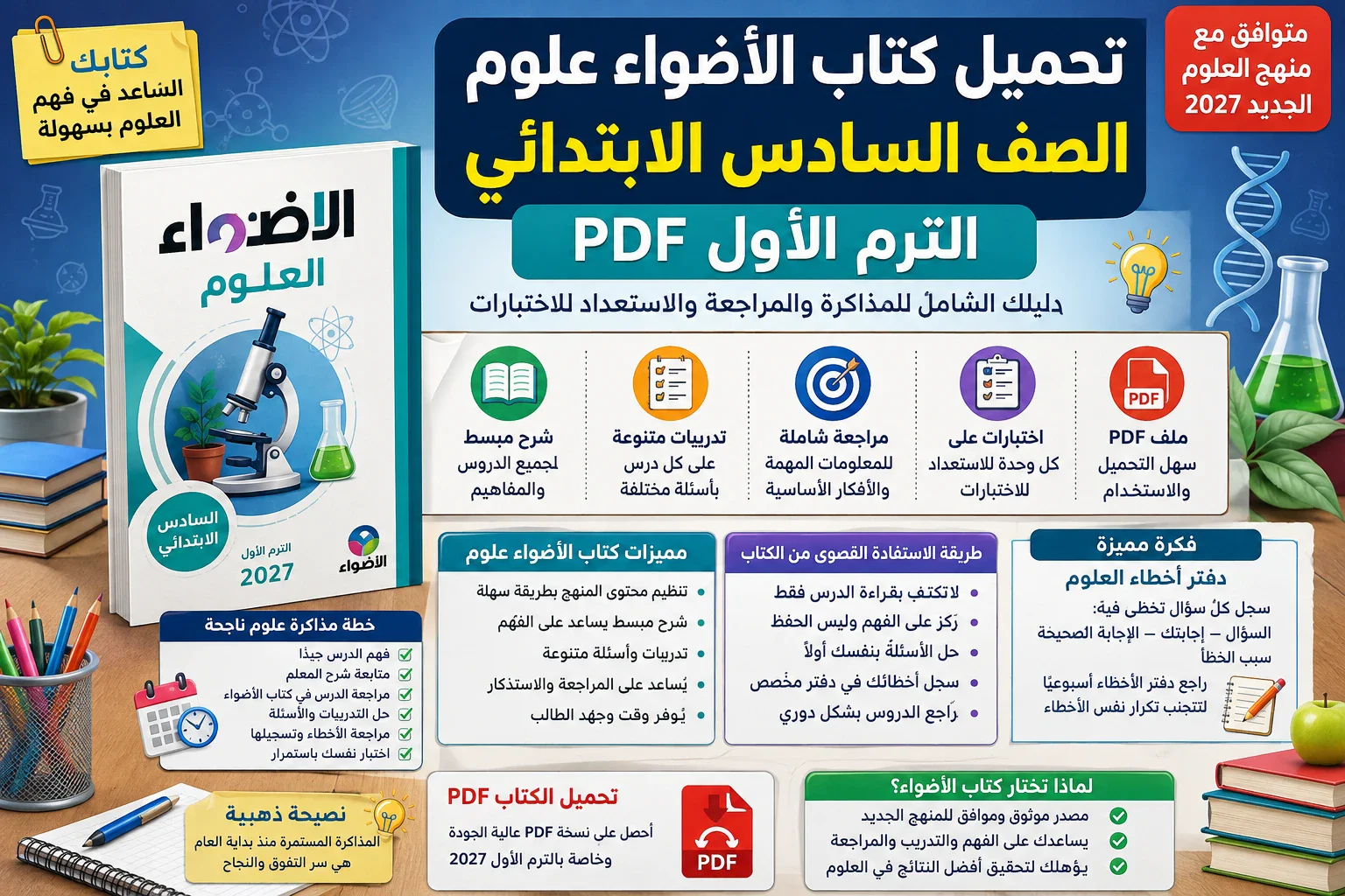 image about تحميل كتاب الأضواء علوم الصف السادس الابتدائي الترم الأول 2027 PDF | أهم المميزات ودليل المذاكرة