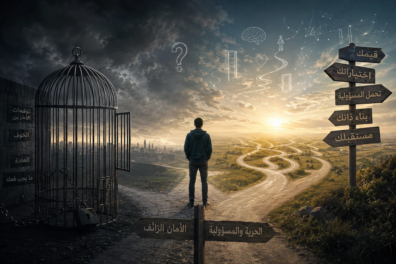 image about لماذا يخاف الإنسان من الحرية؟ عندما تصبح مسؤولية الاختيار أثقل من قيودها