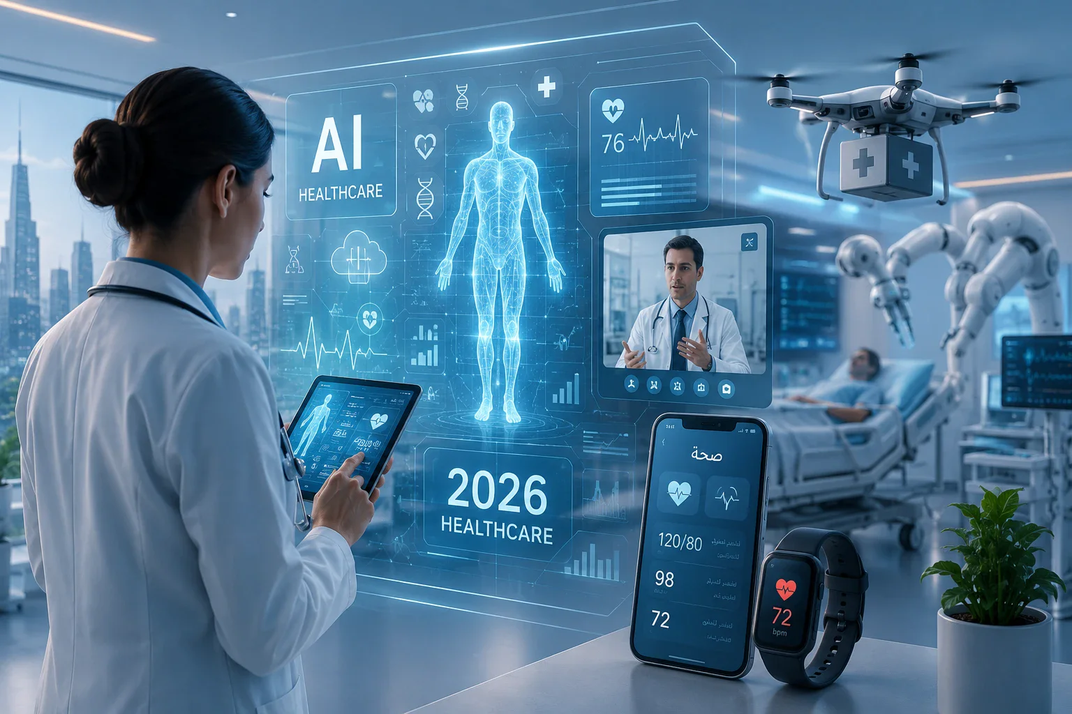 image about الرعاية الصحية في 2026.. الذكاء الاصطناعي والصحة الرقمية يرسمان مستقبل الطب